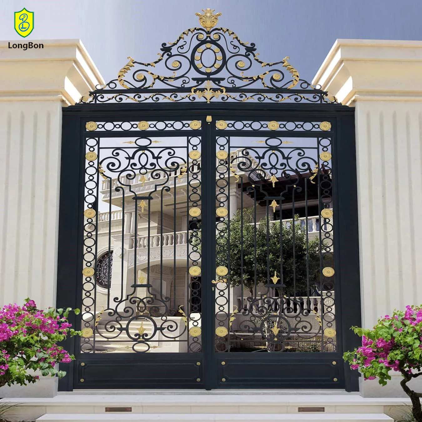 European Style high quality iron House iron Designs Front Door Wrought Iron Main Gate For Garden