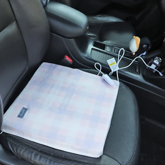 car soft high heating seat cushion usb rechargeable electric 5V back support plush cushion for winter travel