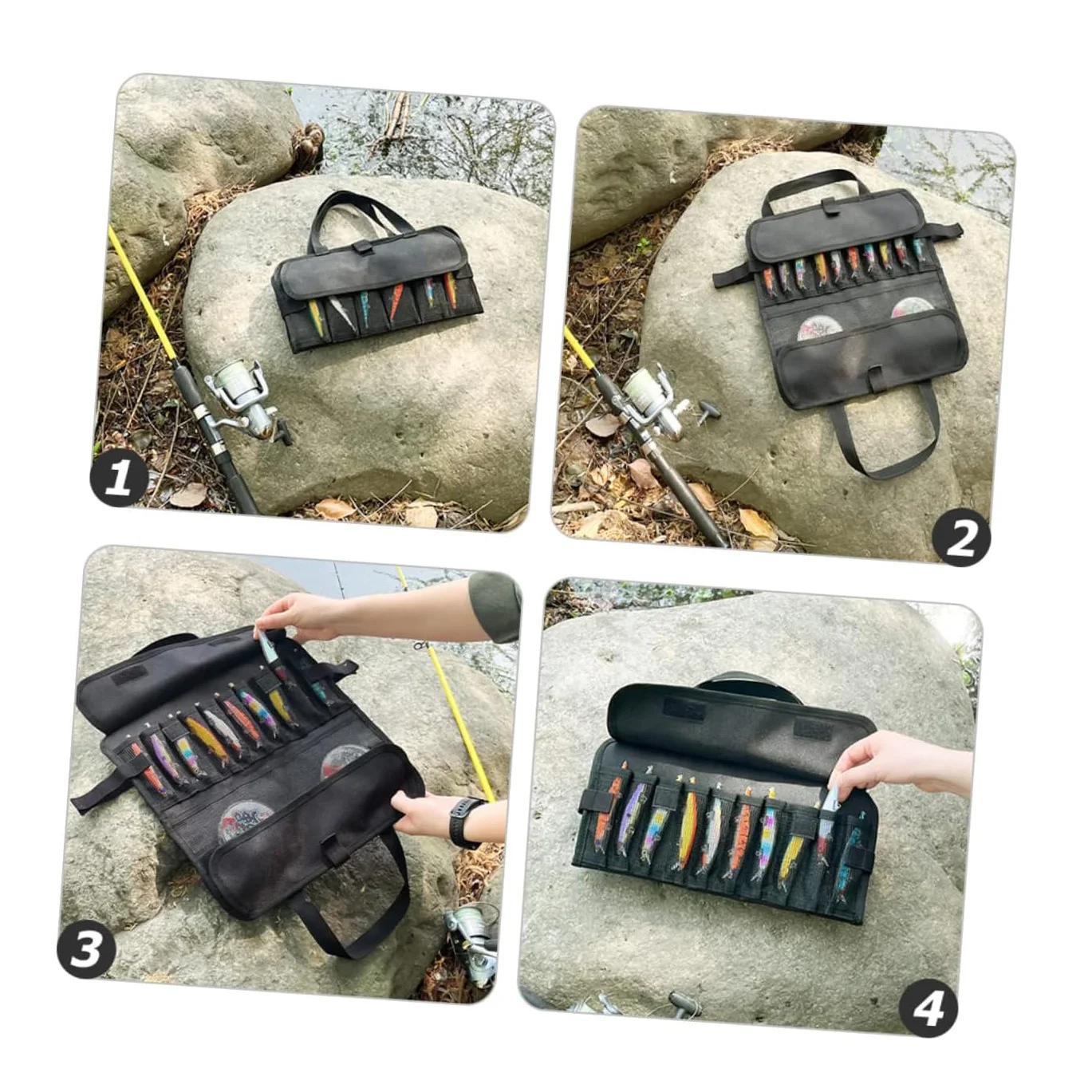 Waterproof Fishing Lure Roll Up Fishing Jig Pouch Foldable Bait Storage Tackle Pocket Bag Fishing Jig Bag