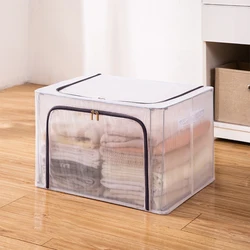 Washable Storage Bins Large Clear Clothing Storage Box Closet Organizer Storage With Steel Frame