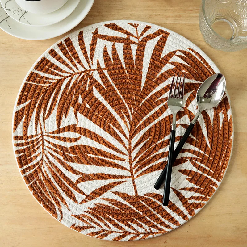 Round Braided Placemats Washable Round Placemats for Kitchen Dining Table Round Indoor Woven Fabric Table Mats