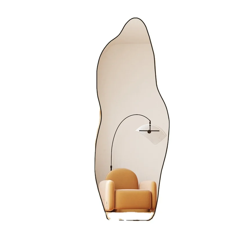 Custom  large Irregular shape full-length floor mirror personalized high end  full body l mirrors decoration bathroom