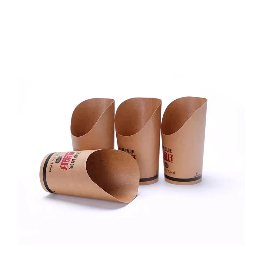 Easy To Use Disposable Hot Barbecue Chips And Nuggets Cup Water and Oil Proof French Fries Kraft Paper Cups