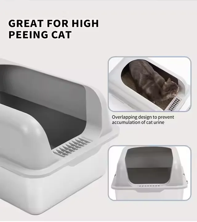 2024 Easy Install Large Stainless Steel Foldable Cat Toilet Pet Cleaning Litter Box with Plastic Accessories