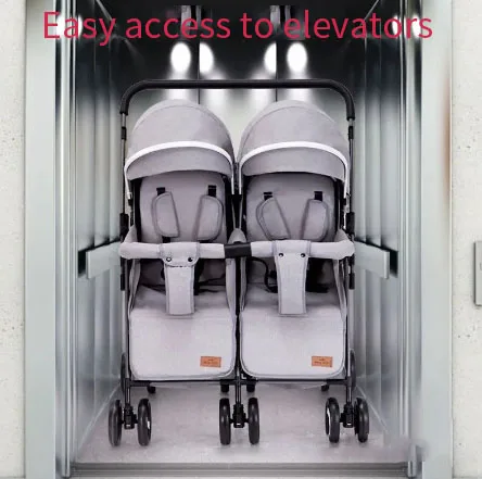 JXB New Design Antique Can Sit And Lie Down Four Wheel Suspension Easy Fold Twin Baby Stroller For Two Kids