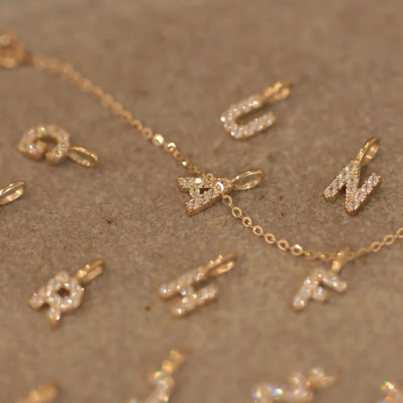 A2037 high quality 18k gold stainless steel charm initial letter charm pendant cz crystal micro pave charm for diy jewelry