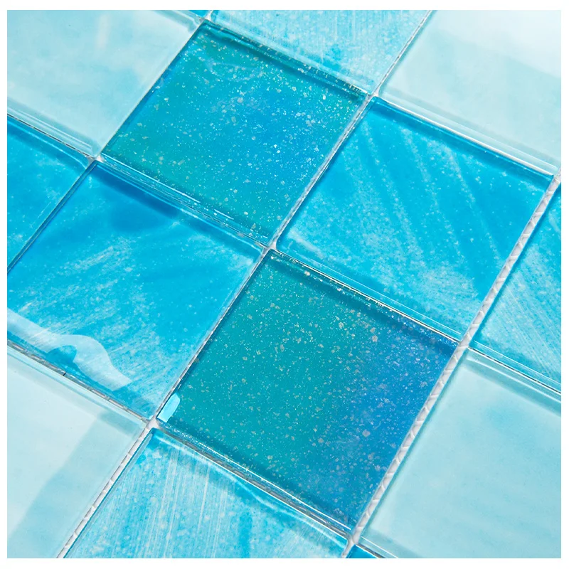 Mixed Blue Glass Mosaic Swimming Pool Floor Tiles Cobalt Blue Swimming Pool Tiles Glass Mosaic for Hotel