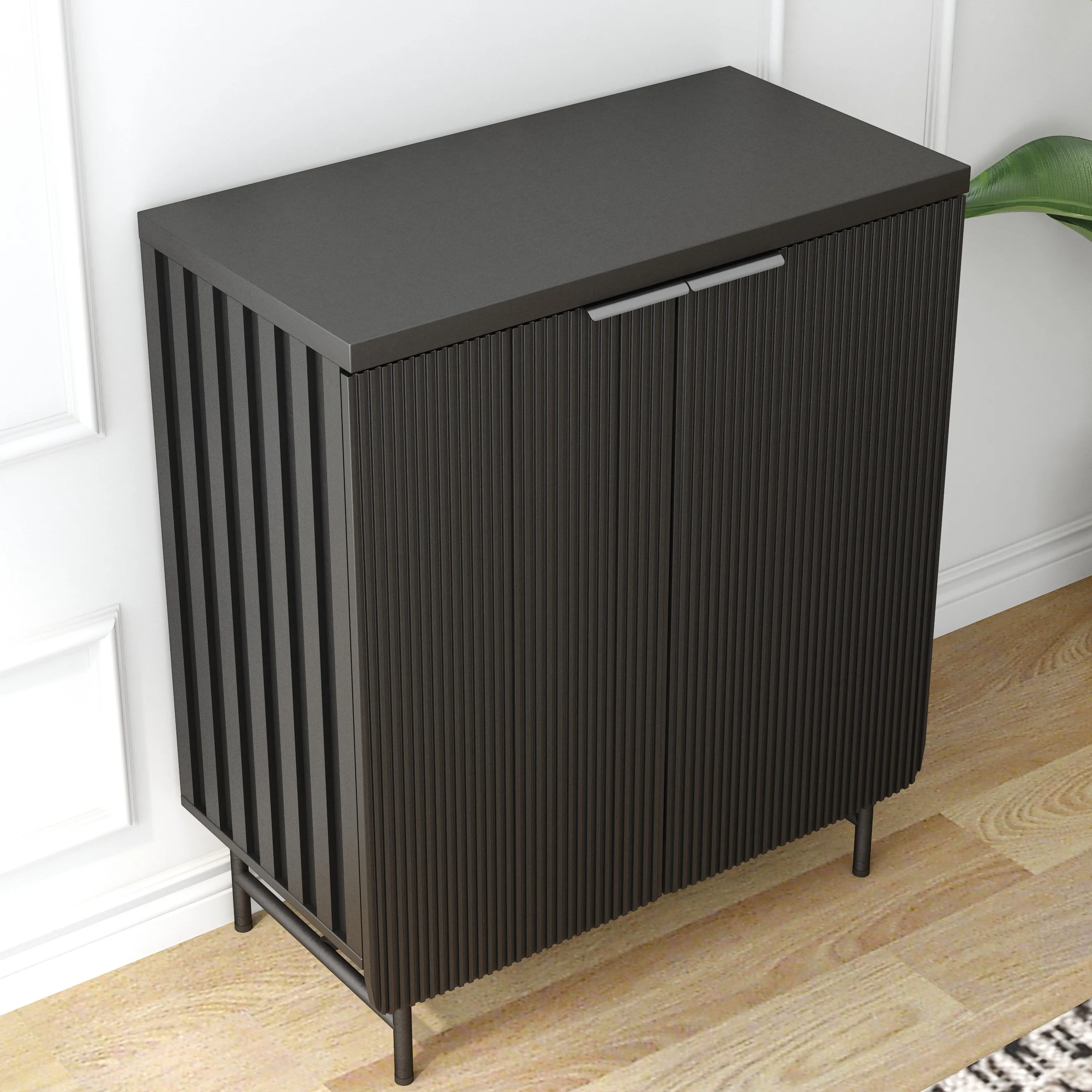 WESOME Wooden Home Cabinet for Living Room Furniture Wooden Door OEM Storage Black Design Antique Cabinet