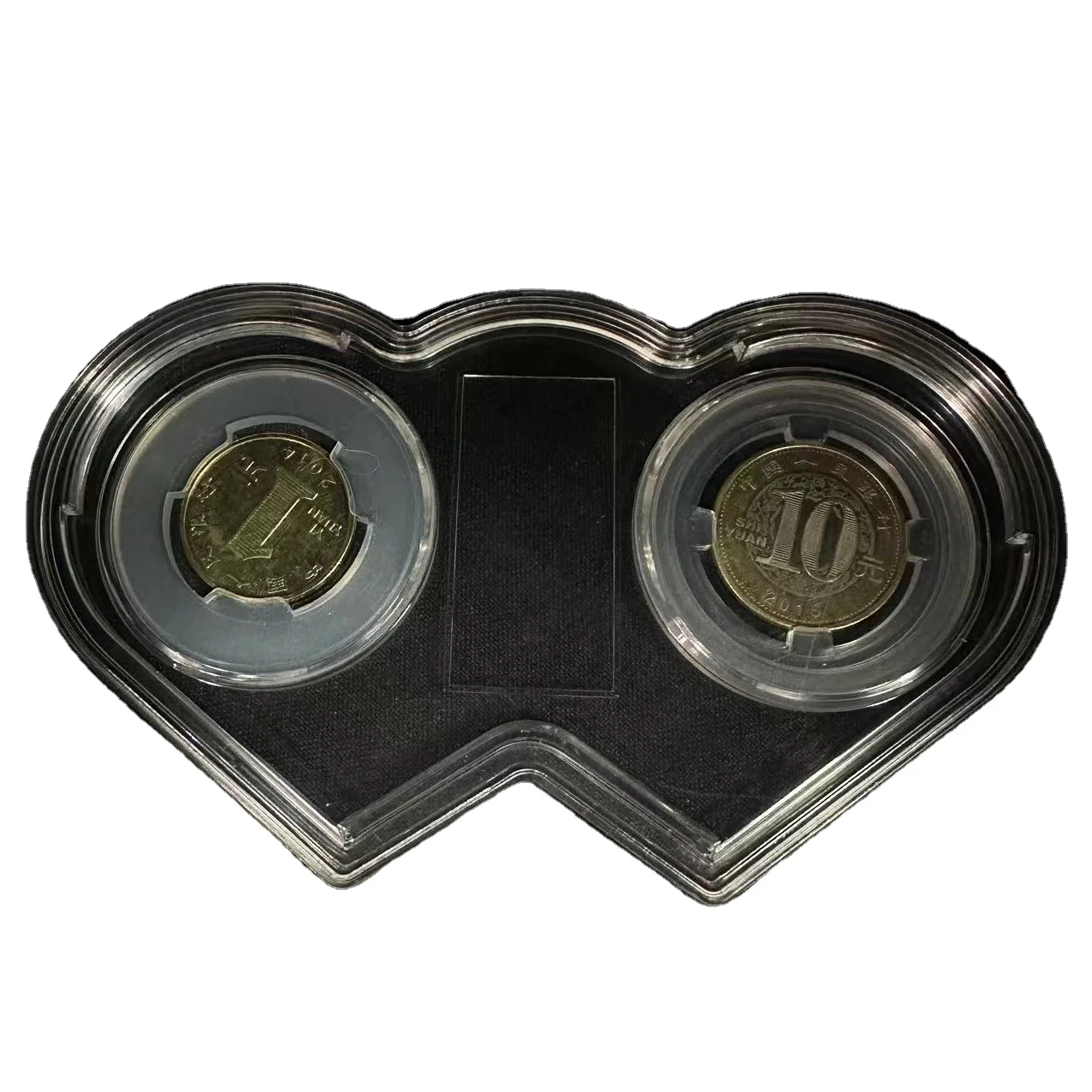 Plastic acrylic coin slab adjustable inner pad coin case collection display case  2 Coins Holder