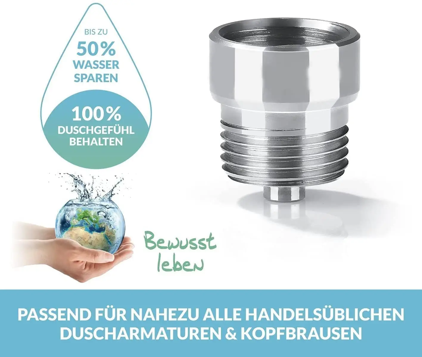 shower water saver, fits almost all shower fittings and shower heads, save up to 50% water