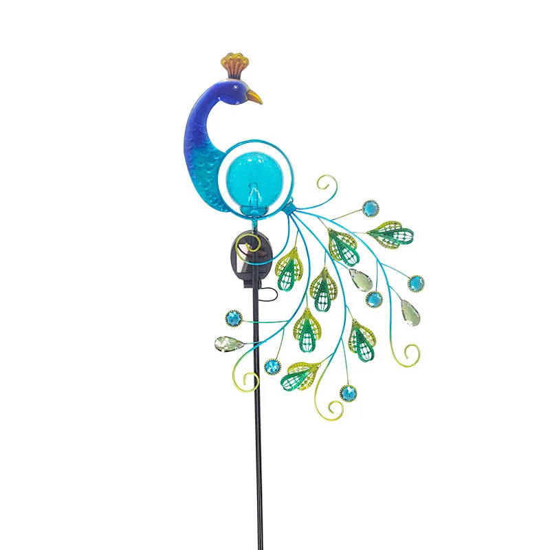 Liffy Outdoor Decor Bird Light Solar Stake Metal Garden Ornaments Solar Peacock Garden Stake