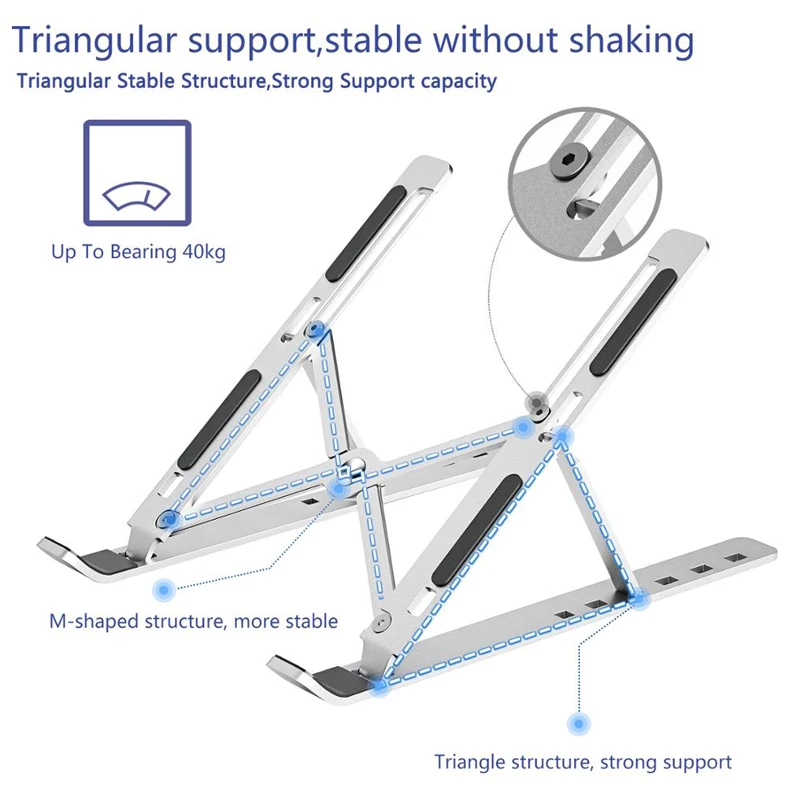Multi Gear Simple Design Height Adjustable Tablet PC Stand Holder Metal Flat Computer Folding Laptop Stand