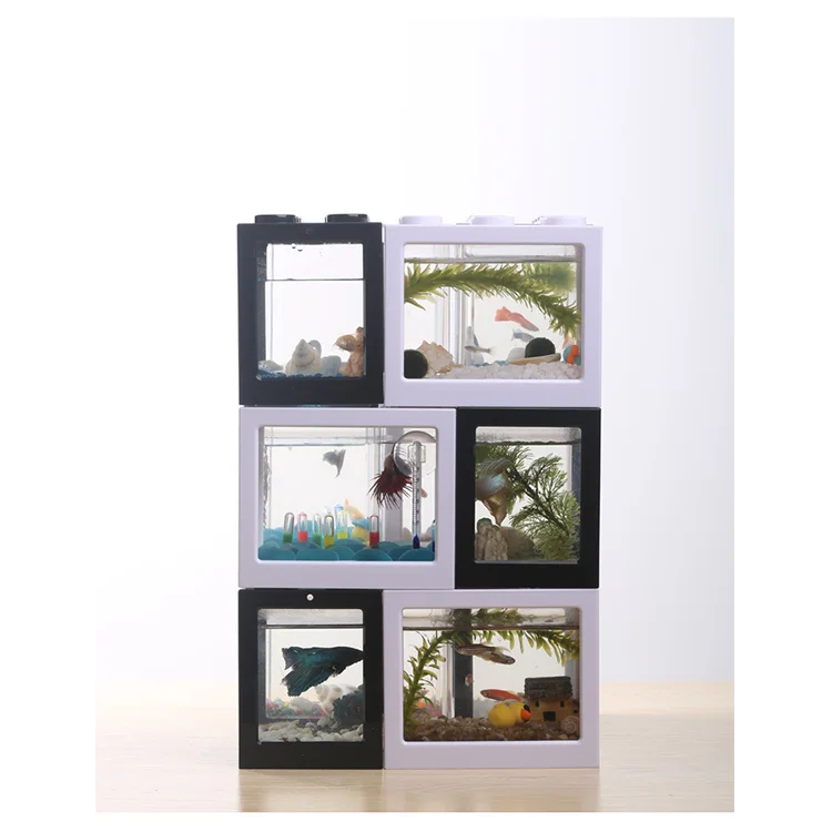 Small Ecological Office Table USB Mini Combination Acrylic Transparent Betta Fish Tank Aquarium With LED