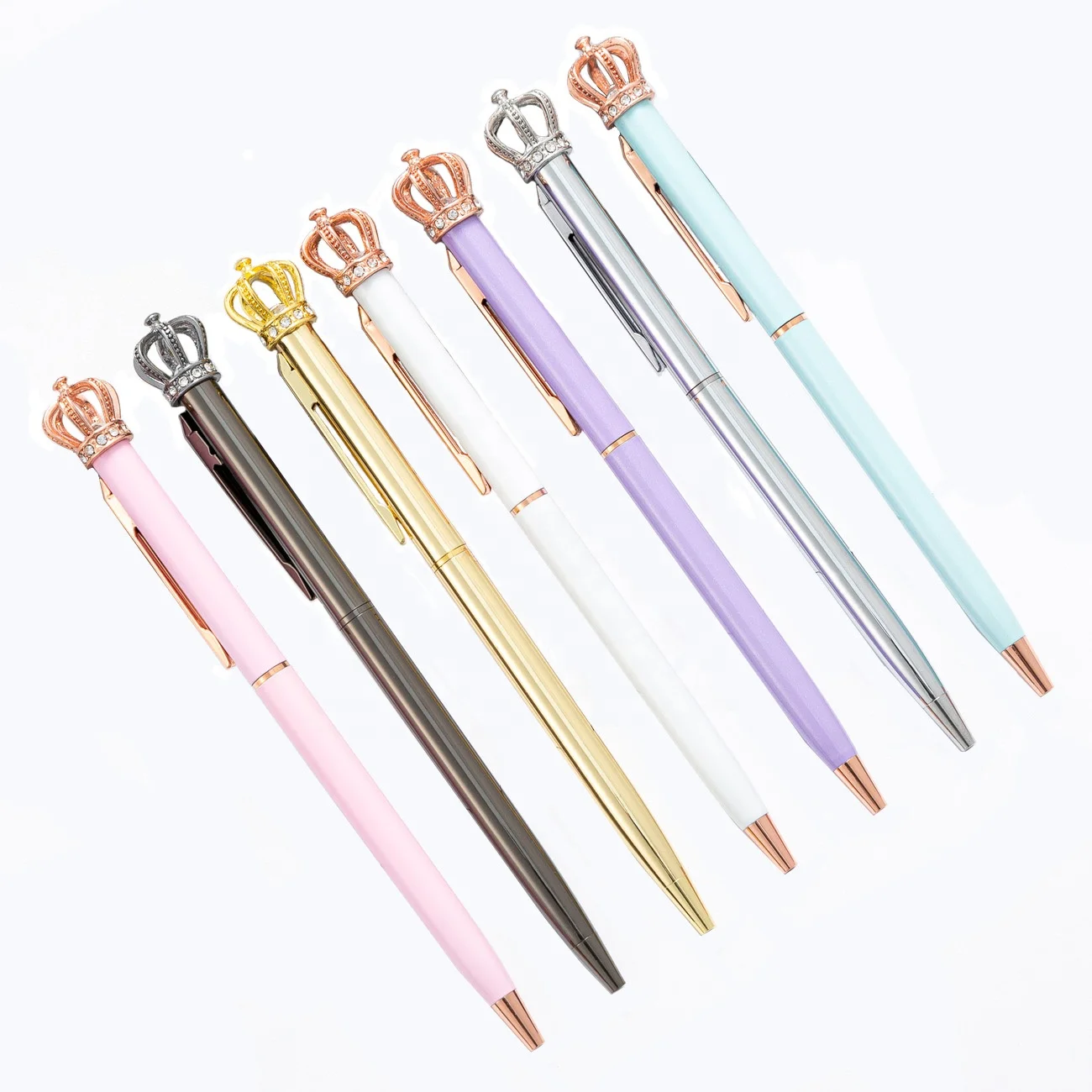 Custom Fashion Big Crown Crystal  Gem Ring Wedding Metal  Ballpoint pens for  School Office Supplies