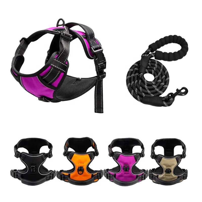 Светоотражающий жилет для домашних животных, Мягкая сетчатая подкладка без вытягивания, шлейка для собак с ручкой