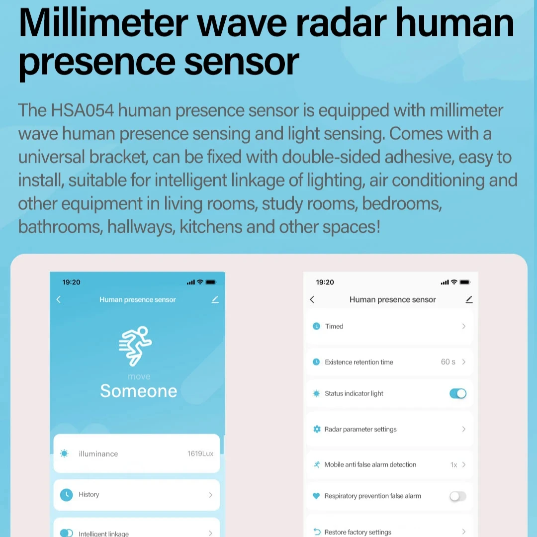 Smart Life Tuya Motion Sensor WiFi Human Presence Radar Detector Smart Home Devices Wave PIR Sensor with Bracket