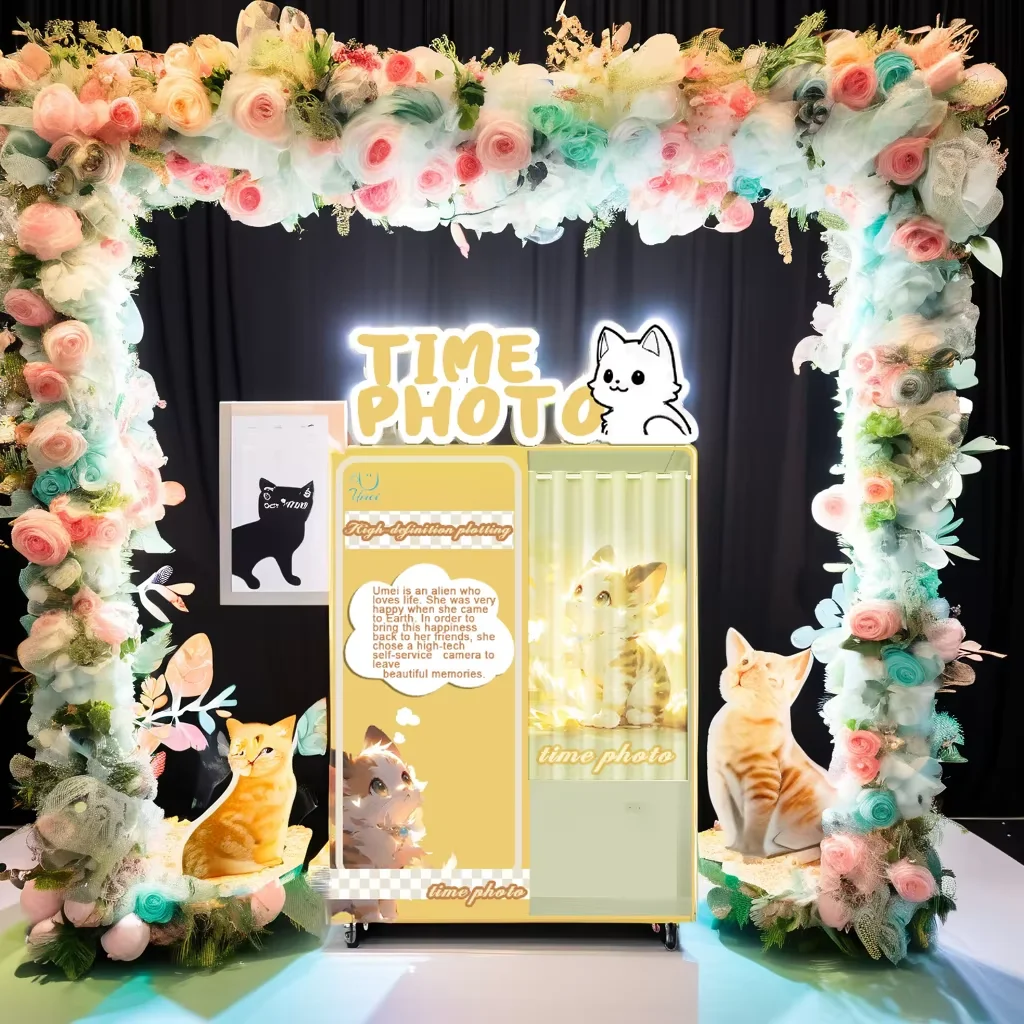 Professional Customized Self-Service Coin Operated Photo Booth Machine with Printer Compatible with Camera iPad SLR