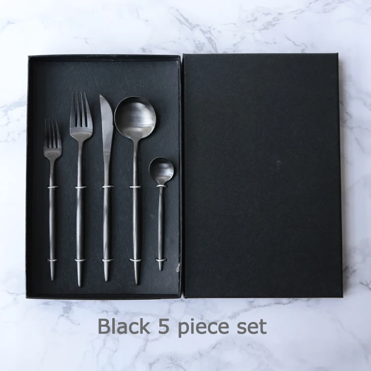 
Royal matte black cutlery stainless steel tableware titanium black silverware for 20 piece sets 