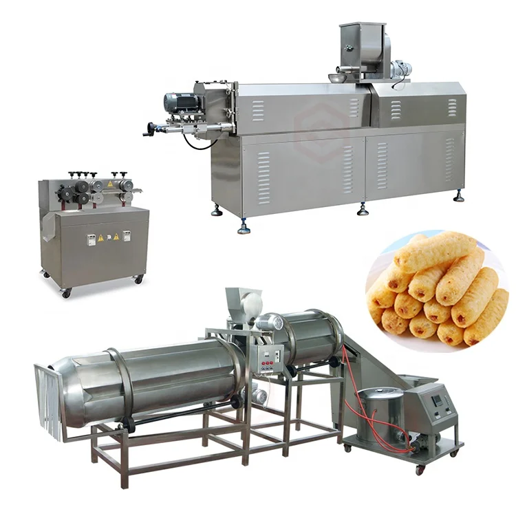 Automatic inflating sweet industrial puffed production line core filled snack food making machine
