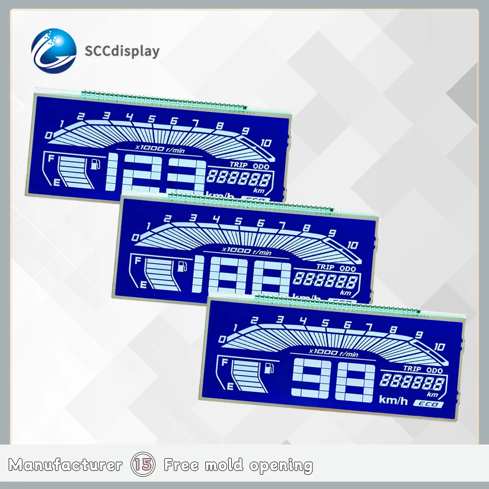 Factory quality products SJXDGW008 segment lcd display HTN blue Negative Vehicle mounted digital display  7 segment lcd display
