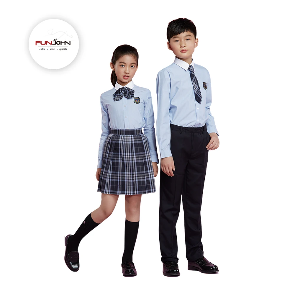 Customized School Uniforms Blue Red Navy Color Dress Fashion Design Blazer Jacket Skirt Pants Suit