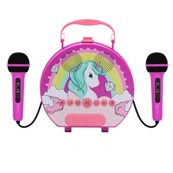 Лидер продаж детская музыкальная шкатулка сумка для переноски динамик с мультипликационным рисунком запись караоке-динамик микрофоном семейная караоке