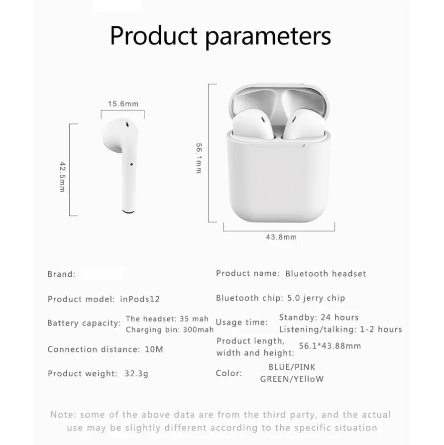 Classical style tws earphones inpods 12 true wireless stereo  headphone