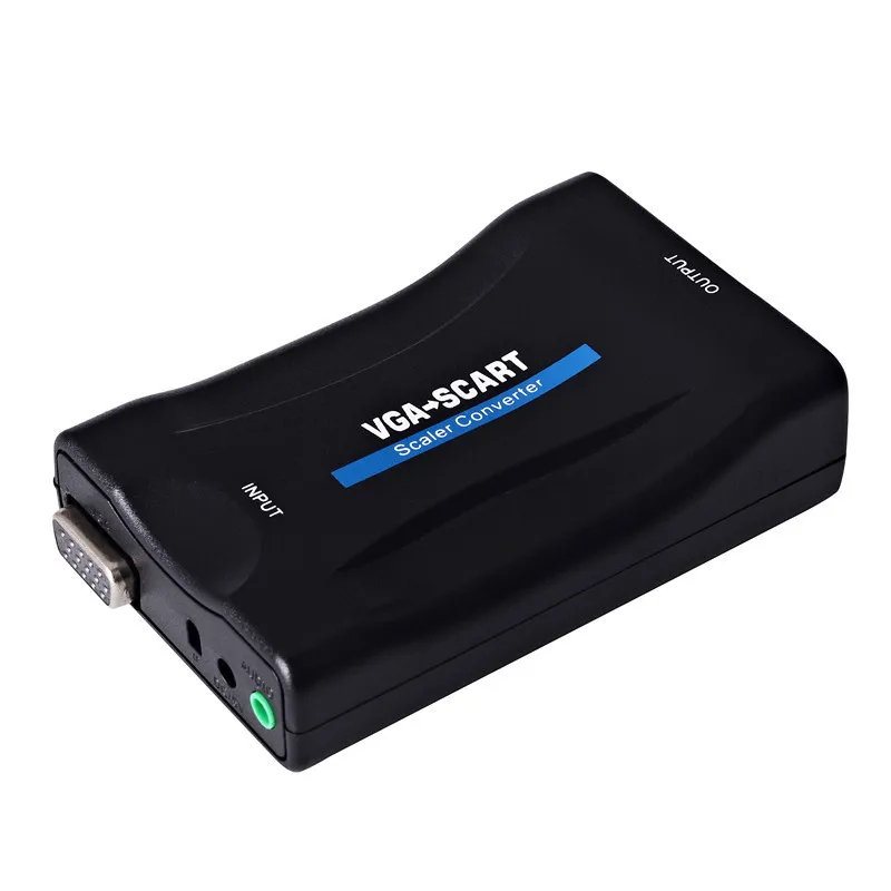 Professional New Design VGA to Scart HDTV PC video audio converter adapter