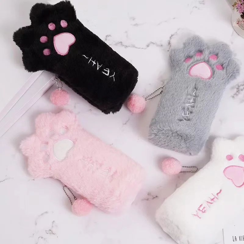 Cat claw pencil bag cute pencil case for school students A furry pencil cases for Girls School