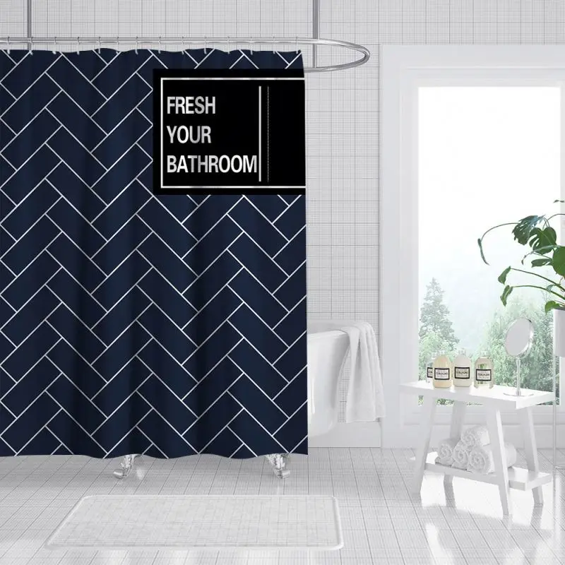 Wholesale Custom Waterproof Polyester Bathroom Shower Curtain Printed Bath Curtain