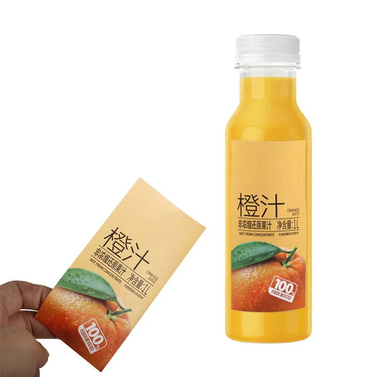 Self adhesive coloured stickers fruit drink orange juice design your own label for beverage bottle packaging
