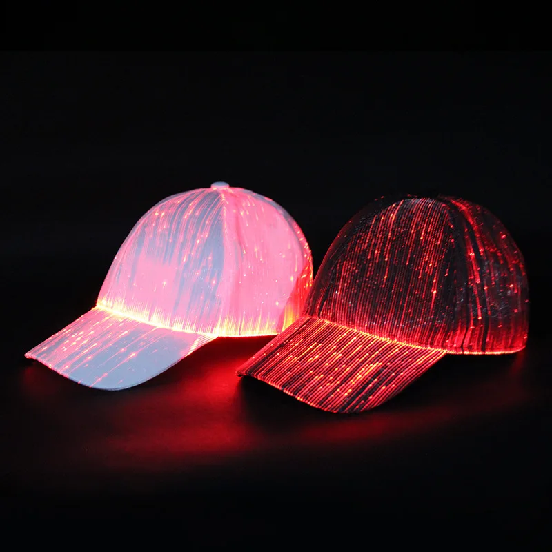 LED light caps Outdoor street racket ball glowing rechargeable hats Unisex baseball trucker hats