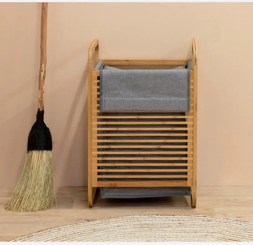 Bamboo Clothes Toy Storage Laundry Hamper Basket for Bathroom