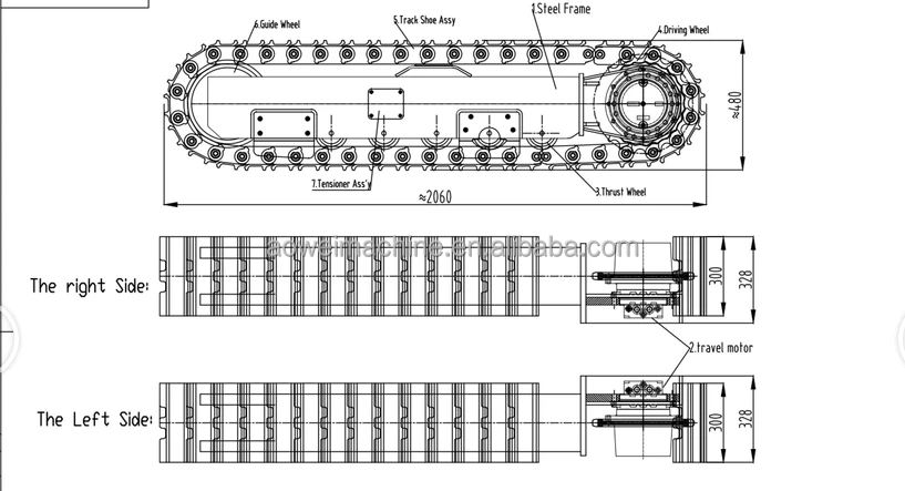 1 ton 2 ton Customized Steel Crawler Track Undercarriage Track Chassis Track System