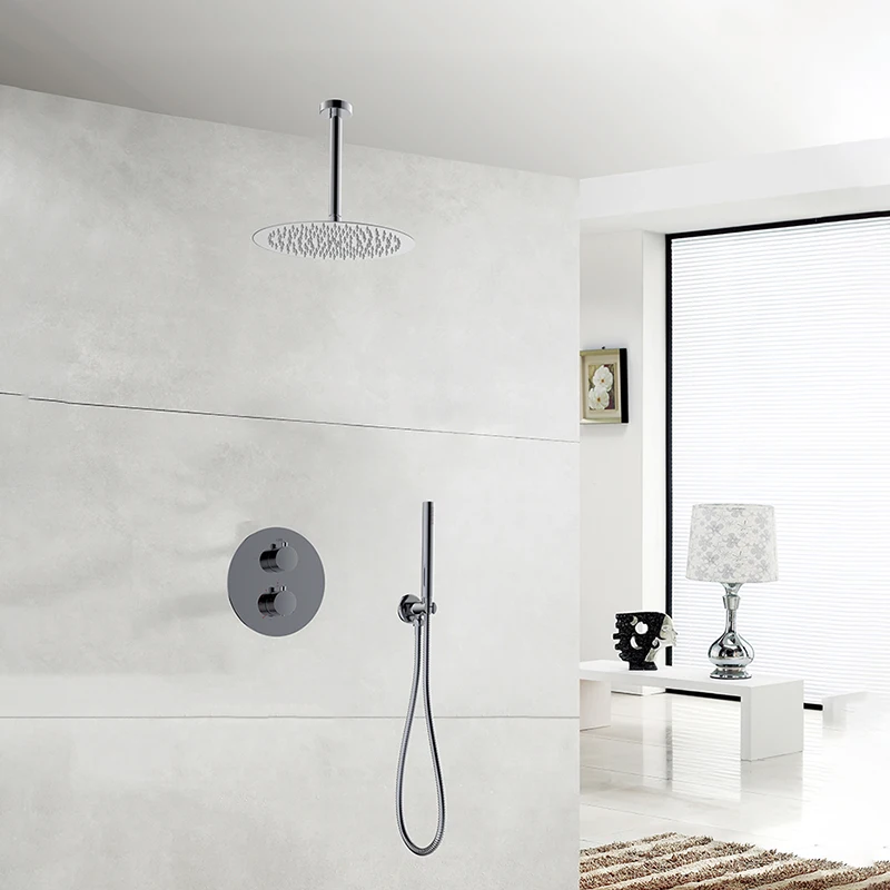 Bathroom Concealed Shower Mixer with Thermostat In Wall Mounted Rain Set bath & Shower Faucets