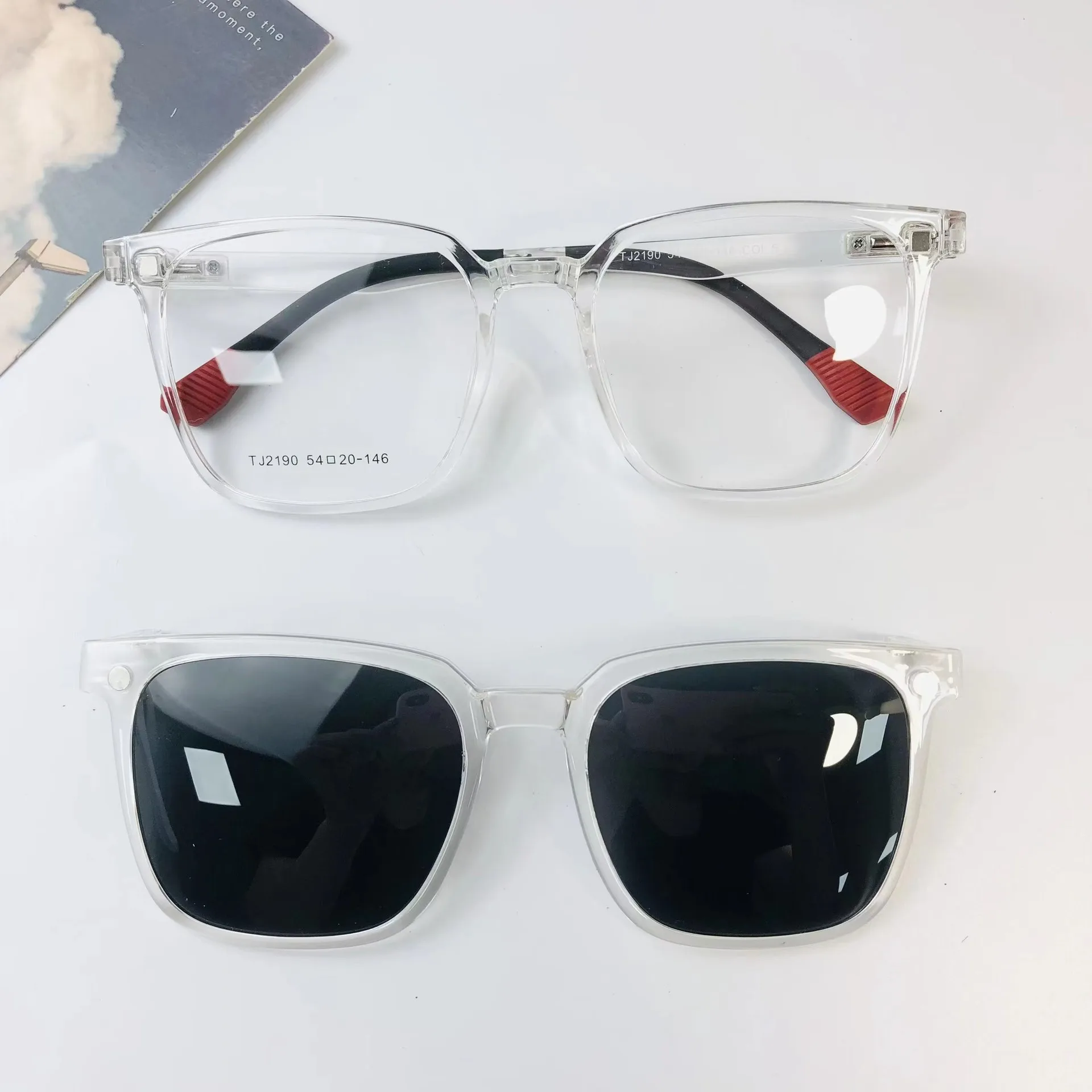 TJ2190 new hotselling unisex TR full frame clip on polarized sunglasses