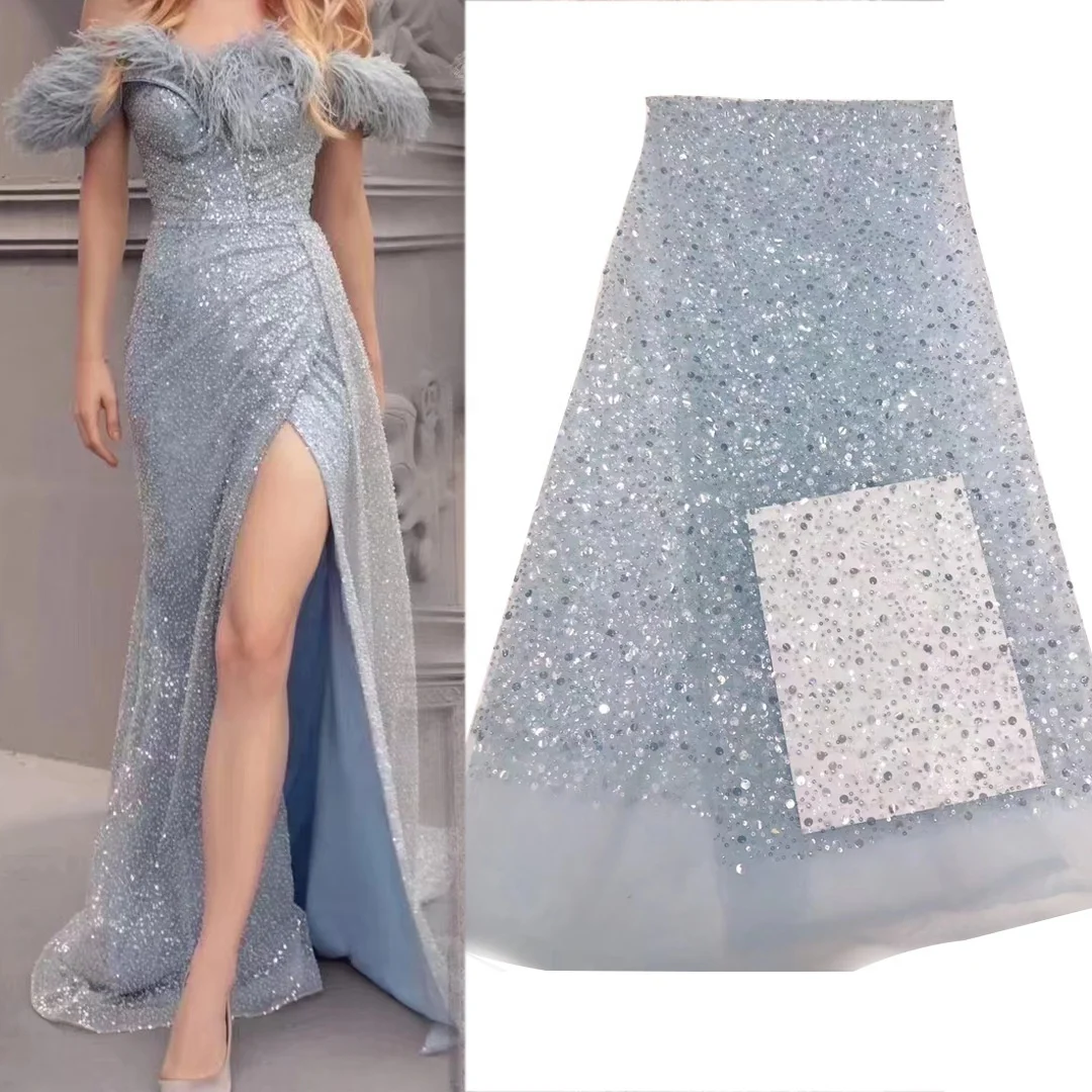 Wholesale Hot Sale Design Sequin Shiny Glitter Tulle Wedding Dress Lace Mesh Fabric