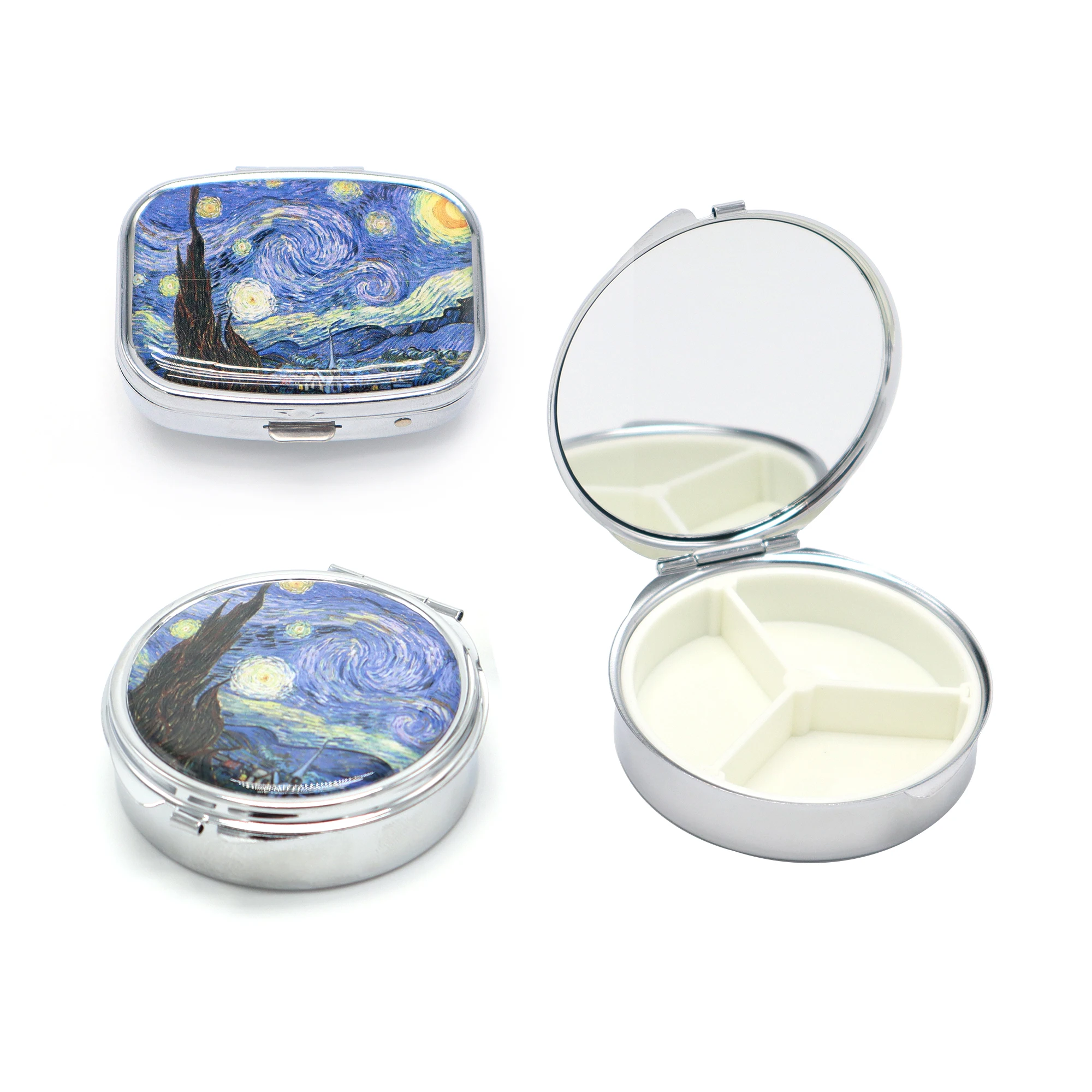 Коробка для таблеток квадратной формы, Классическая Металлическая складная коробка для таблеток, индивидуальный дизайн 100 MOQ