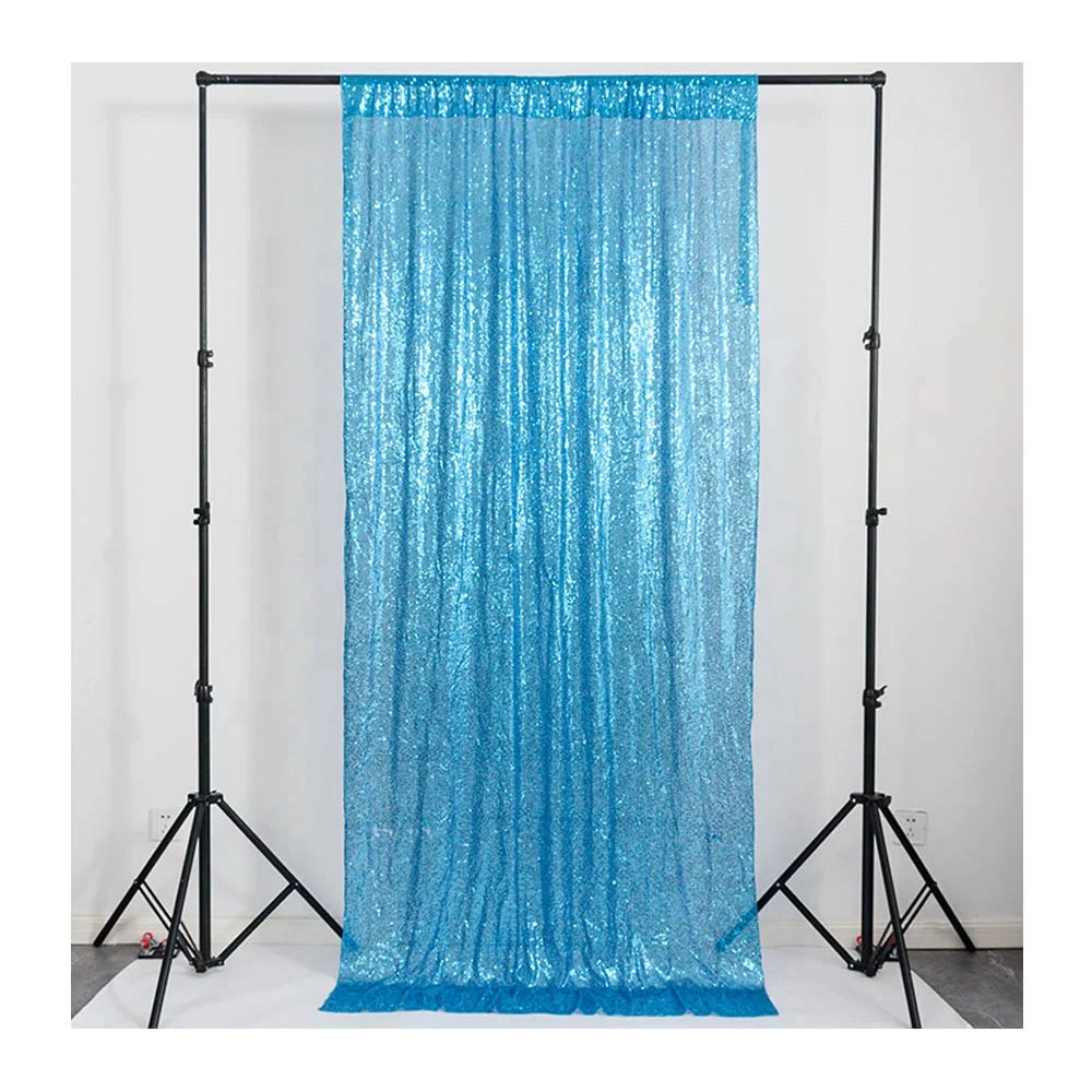 2024 Wedding Stage Decoration Supplies Decoracion Background Party Light Pink Green Rose Blue Sequin Backdrop Curtain