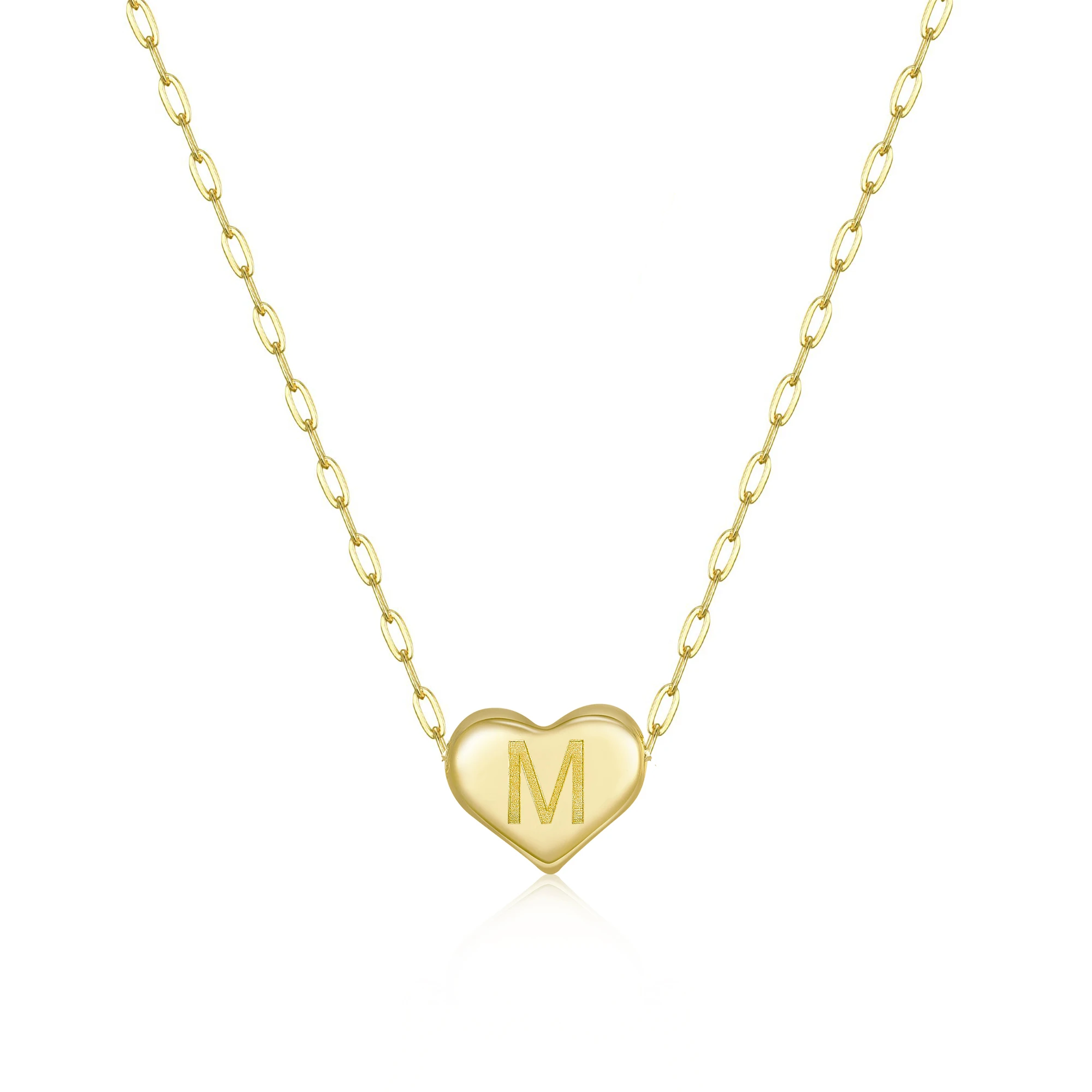 wholesale women A to Z necklace with heart initial letters,mini engraving letter pedant B M H S initial woman necklace charm