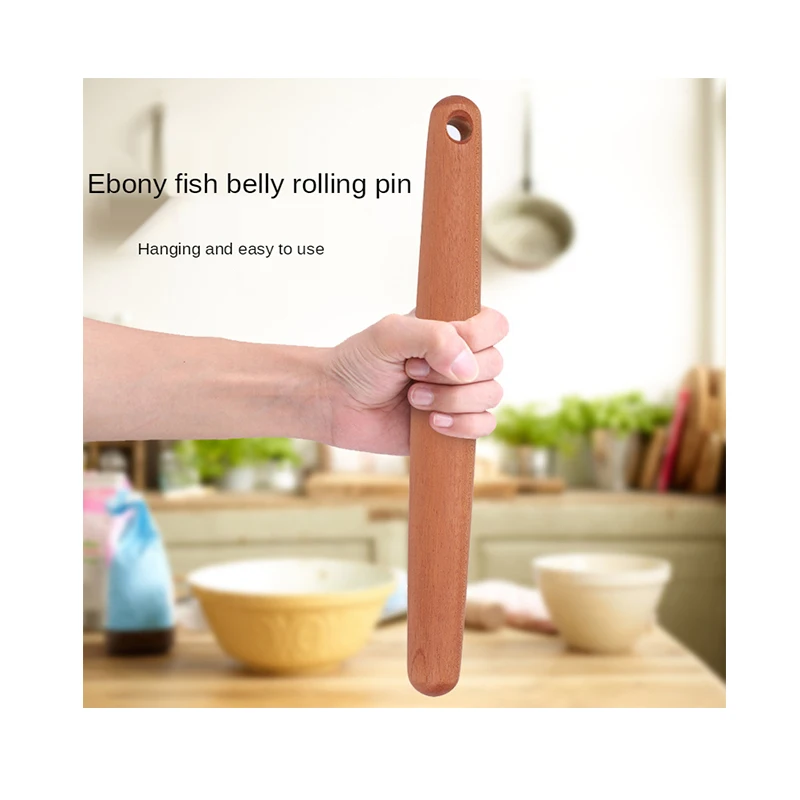 Manufacturer Straight Ebony Fish Gut Rolling Pin Round Head Hole Rolling Pins Kitchen Rolling Pole