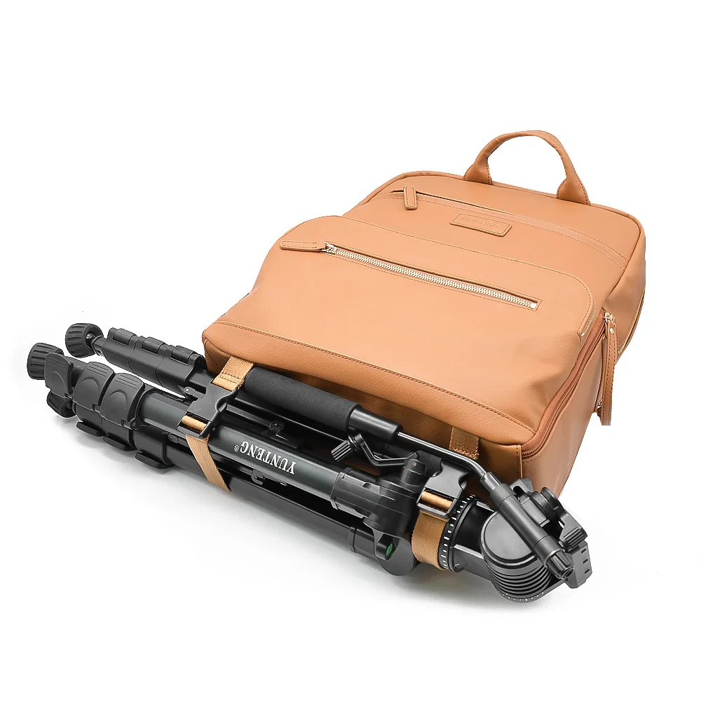 Factory custom durable portable camera bag rucksack travel hiking pu leather travel waterproof video camera bag camera backpack