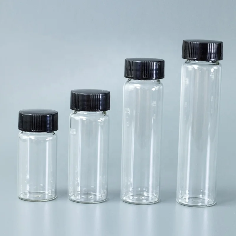 cosmetic packing borosilicate glass tube with plastic cap and stopper