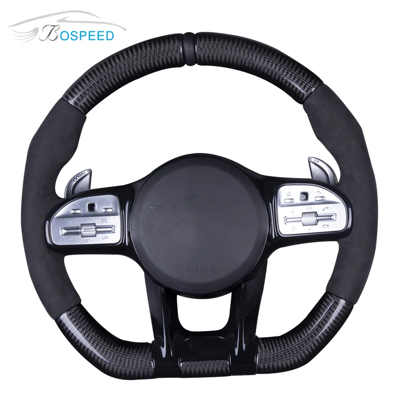 Carbon Fiber Steering Wheel for Mercedes Benz AMG with Suede Leather for W204 W205 C Class GLE