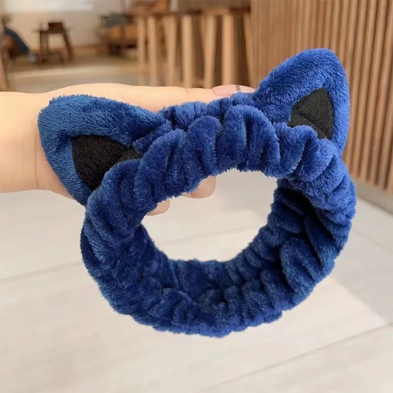 Hot Sale Cat ears Coral Fleece Head Bands for Washing Face and Makeup, Bow Tie Hair Band, Microfiber Women Headbands