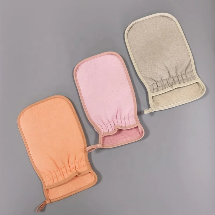 wholesale silk exfoliating mitt silk gloves grooming bath glove exfoliating gloves in pairs