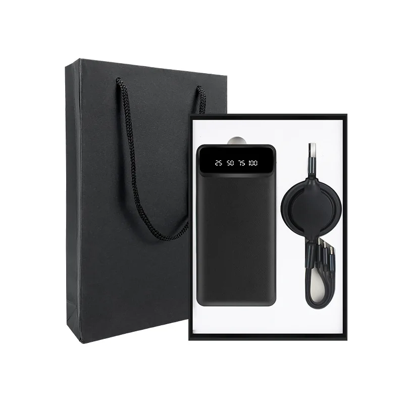 New Trending 15000mAh Power Bank+Charging Head For Christmas And Business Custom Logo Gift Set
