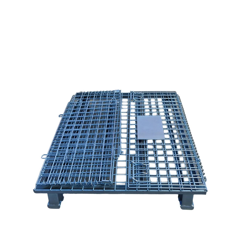 Foldable Galvanized Storage Collapsible Pallet Cage Metal Box Wire Mesh Container for Warehouse Cargo Storage Equipment