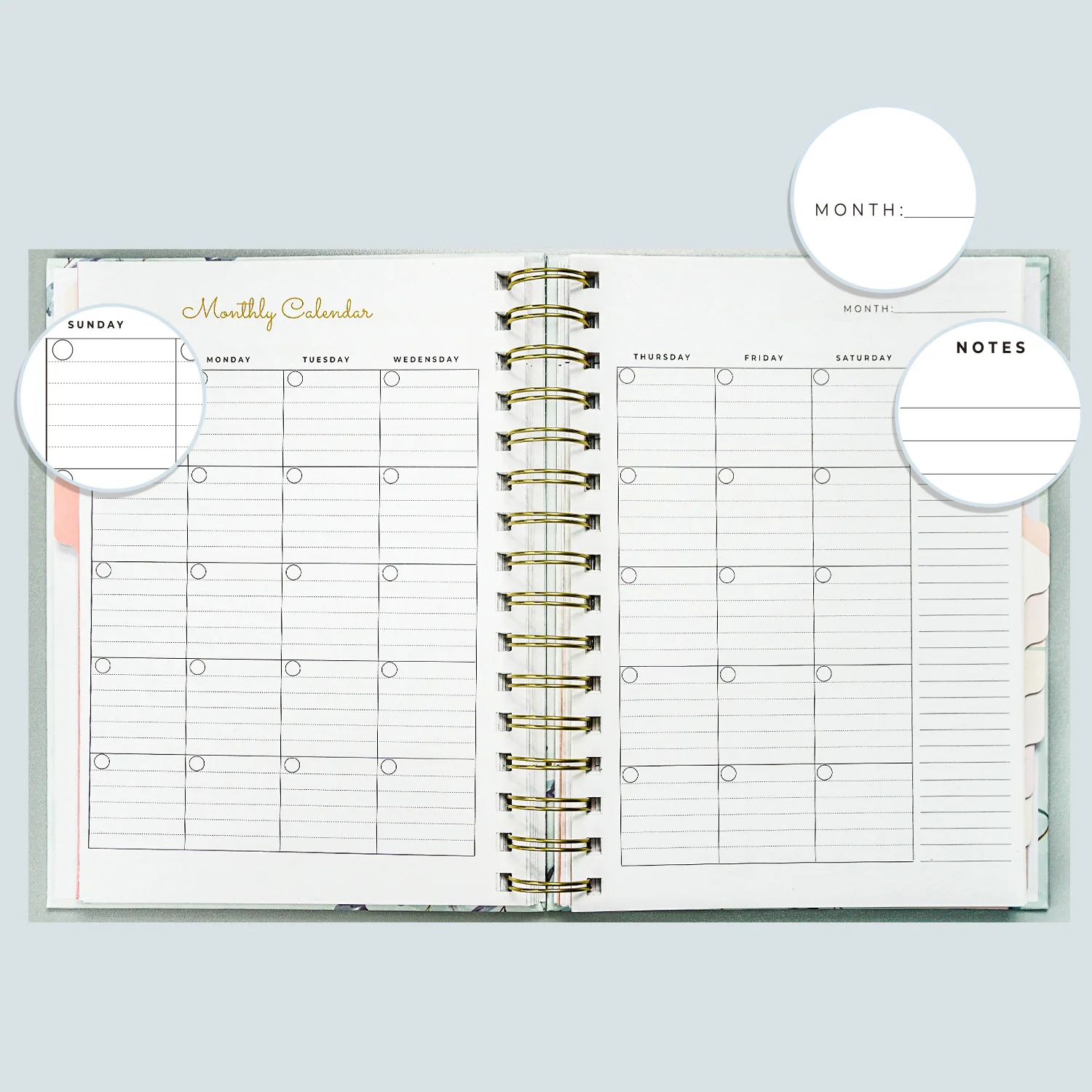 Printed Cover Metal Spiral Coil Book With Date Calendar Schedule Planner