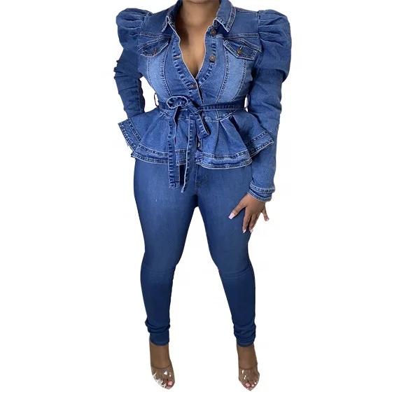 
Cyalaa Wholesale Custom Summer Denim Jacket Women Tops Fashion Sexy Women Causal Long Sleeve Top 